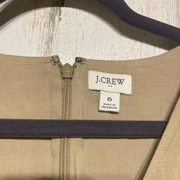 J.Crew Tan Linen Sleeveless V-neck Tie Waist Straight Wide Leg Jumpsuit 6 - Picture 9 of 12